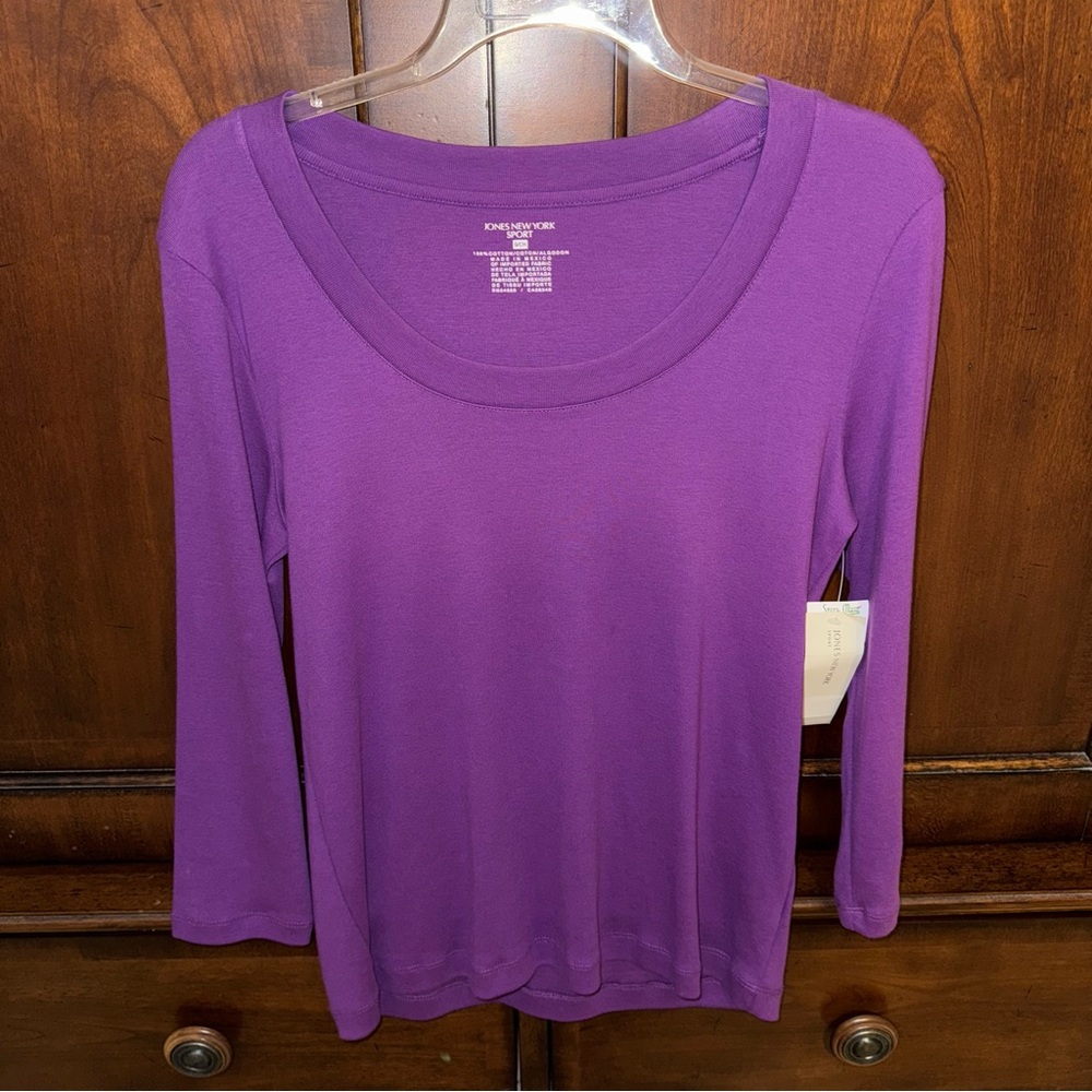NWT Jones New York Vibrant Purple Long Sleeve Top